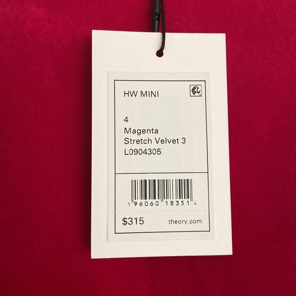 Theory HW Mini Magenta Stretch Velvet - Picture 5 of 5